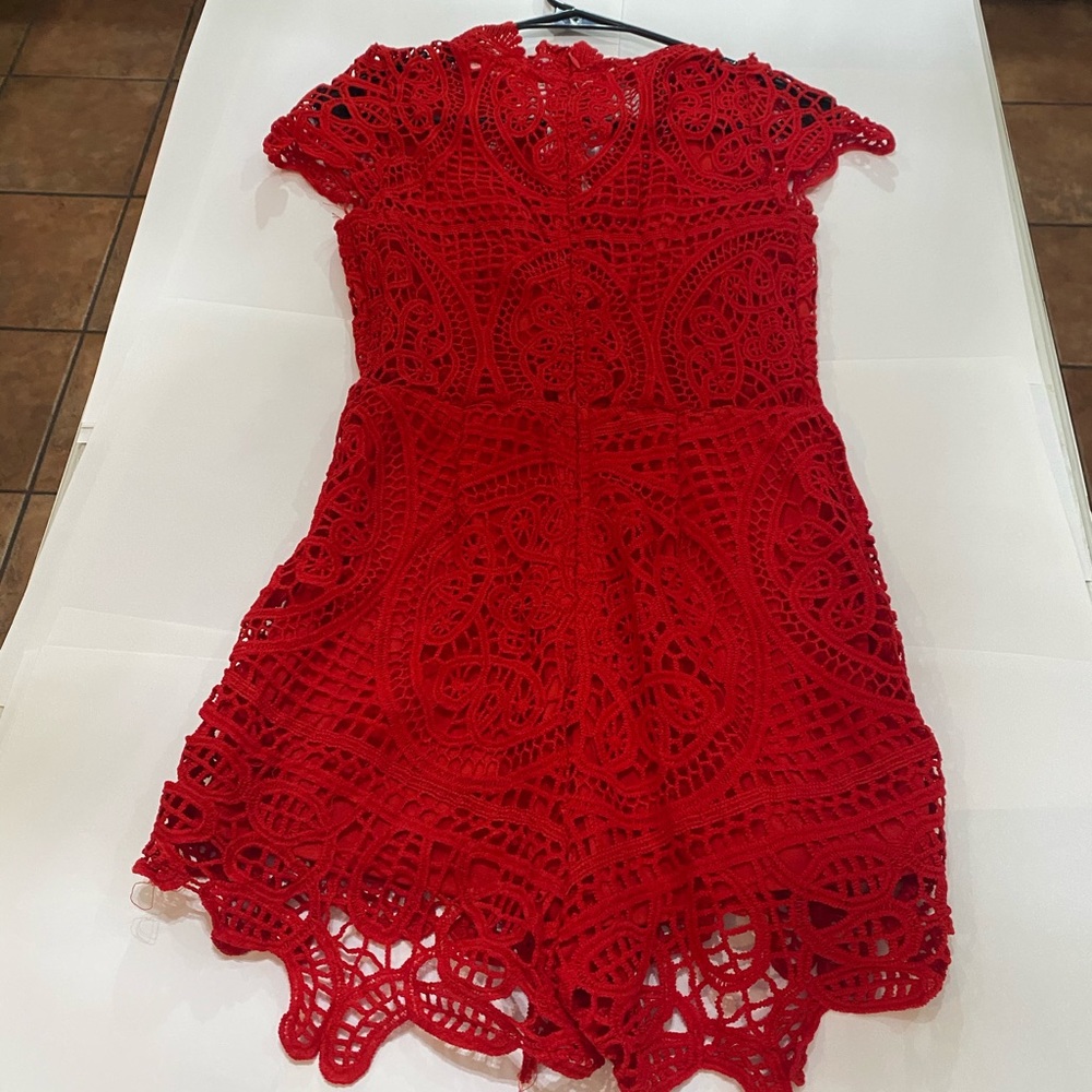 Red Lace Romper New Without Tags